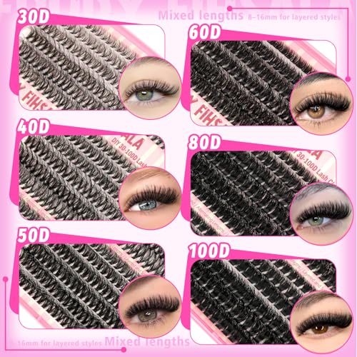 Volume Lash Clusters Kit 708pcs DIY Eyelash Extensions 8-16mm