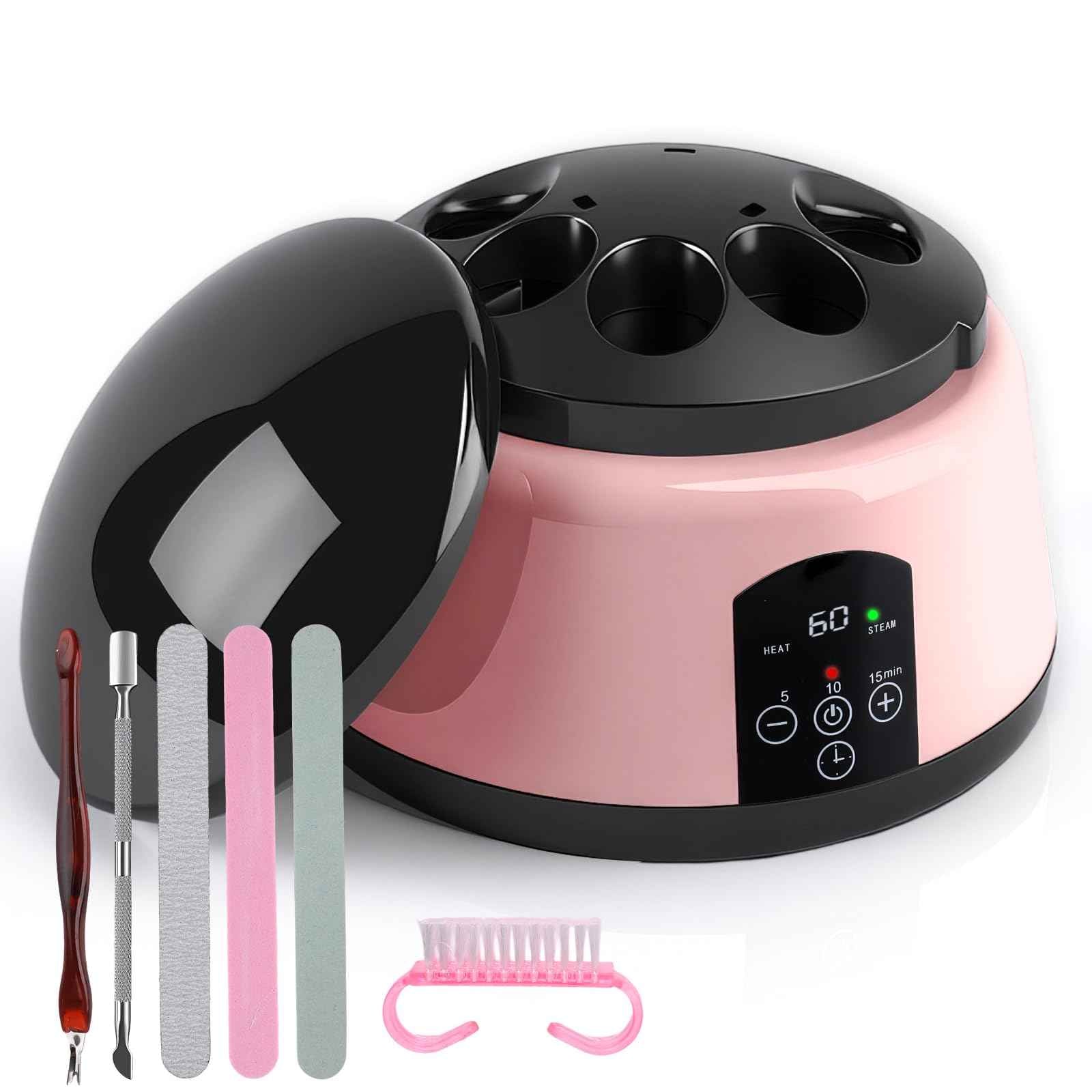 ANGNYA Electric Nail Soaking Bowl, Adjustable Temperature Gel Nail Polish Remover Machine Automatic Quick Remove Gel Steam Soak off Gel Polish Remover Electric Nail Polish Remover Nail Salon Home DIY