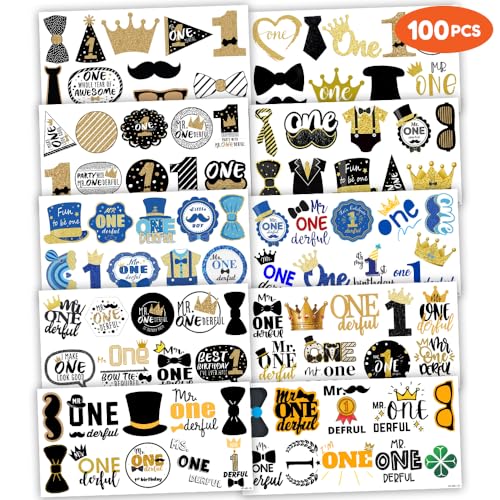 Mr Onederful 1st Birthday Temporary Tattoos 10 Sheets