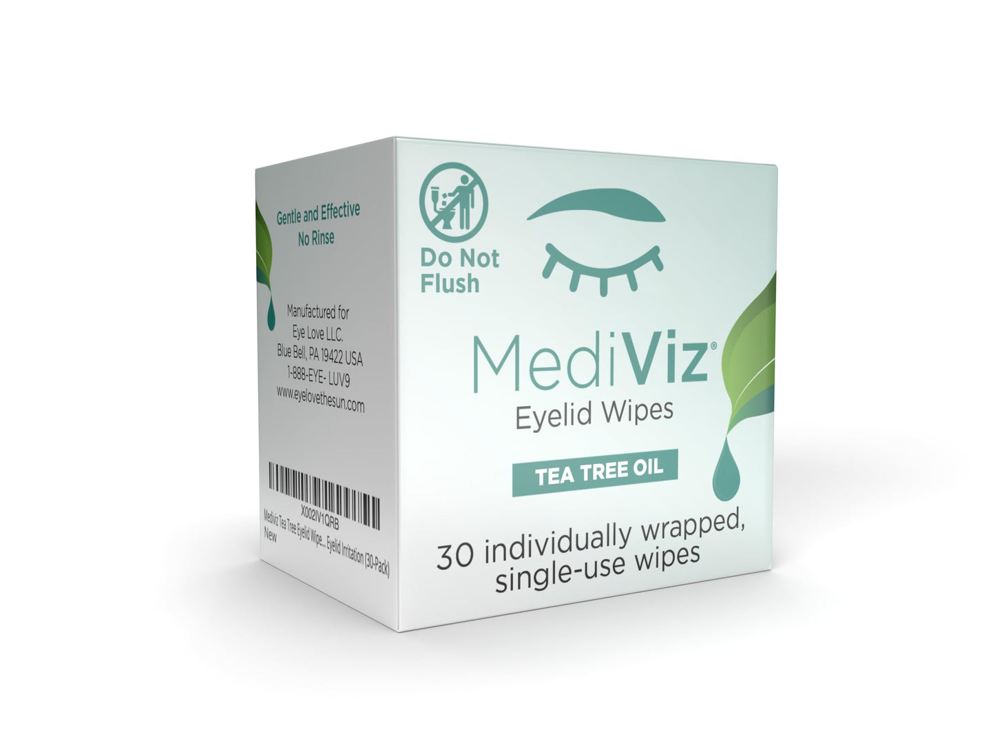 MediViz Tea Tree Eyelid Cleanser Wipes – 30 Single-Use Towelettes – Eyelash & Eyelid Wipes for Soothing Dry Eye Irritation, Demodex Removal & More