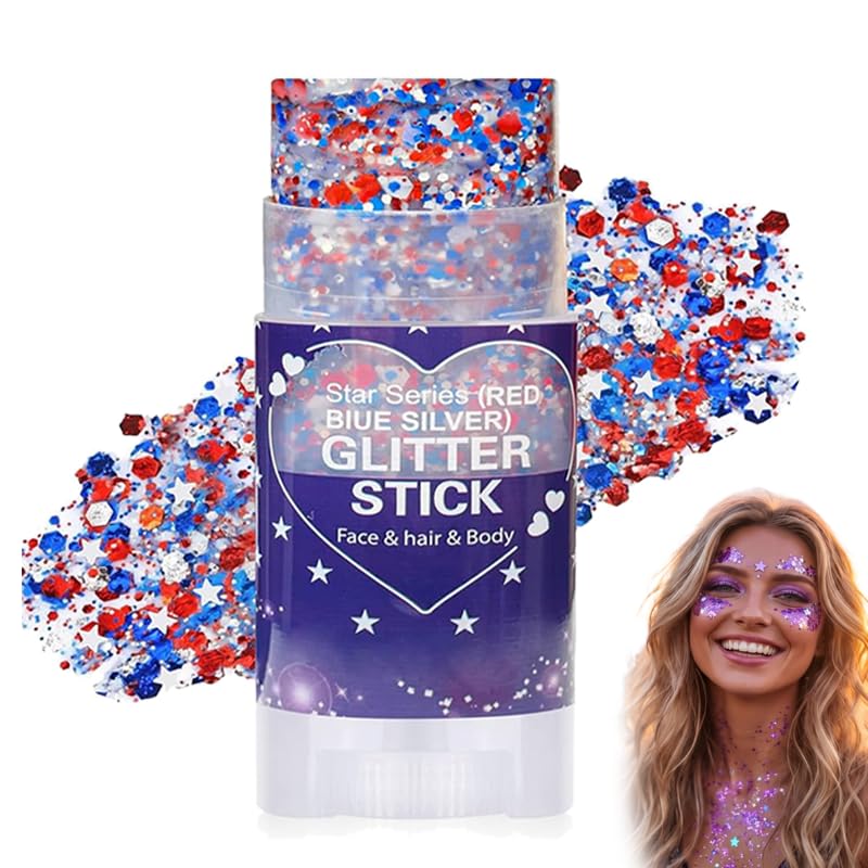 4th of July Glitter Stick - Red, White & Blue Body & Hair Sparkle