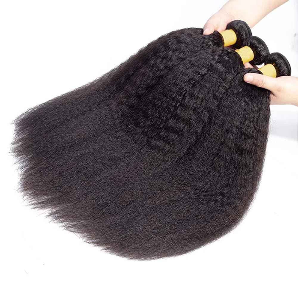 Kinky Straight Bundles 30 30 30 Inch Yaki Straight Human Hair Bundles Natural Black Yaki Bundle Human Hair Unprocessed Brazilian Virgin Remy Hair Extensions Deals