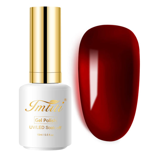 Imtiti Translucent Gel Nail Polish, 1 Pcs 0.5 fl oz Dark Red Sheer gel nail polish Color Soak Off Gel Polish Nail Art Manicure Salon DIY Nail Lamp Gel Nail Design Christmas Decoration Halloween Gifts