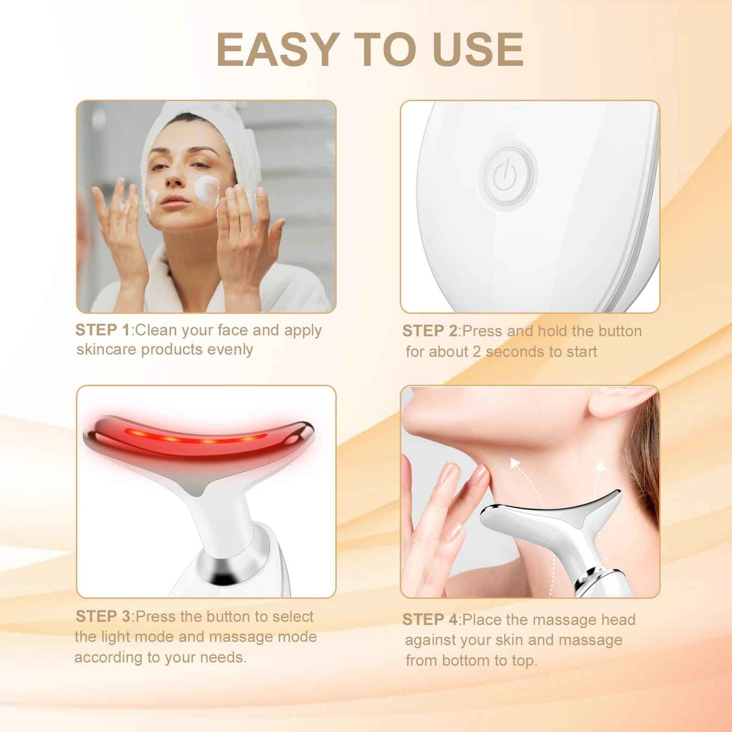 Face and Neck Massager,7 Color LED Facial Massager for Skin Care,Light Therapy for Face, Multifunctional Beauty Massager Tools