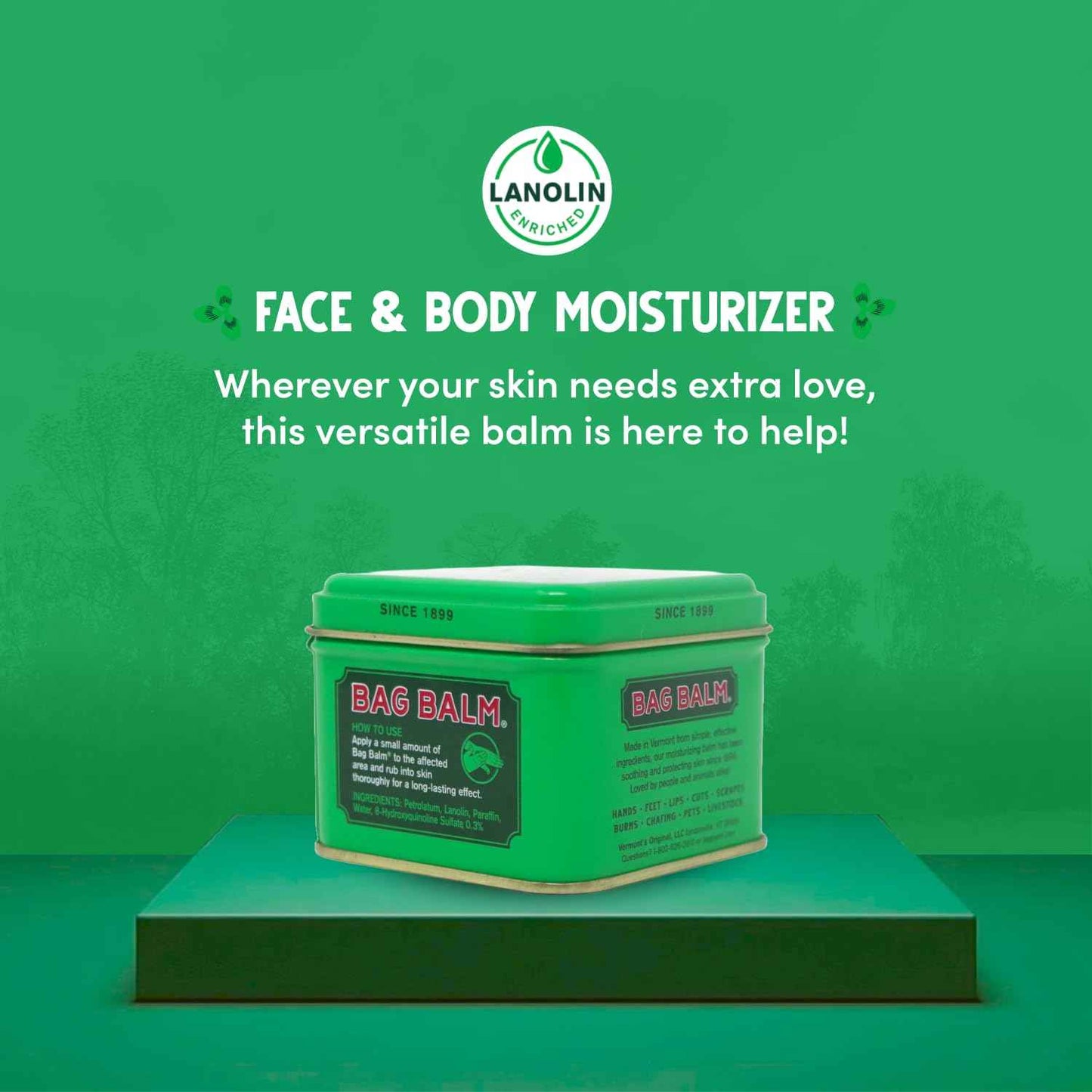 Bag Balm Vermont's Original Hand Moisturizer, Hand Balm for Dry Skin, Cracked Hands, Heels & Dry Hands Treatment, For Dogs and More Ointment, Lotion - 8oz Tin, 3 Pack