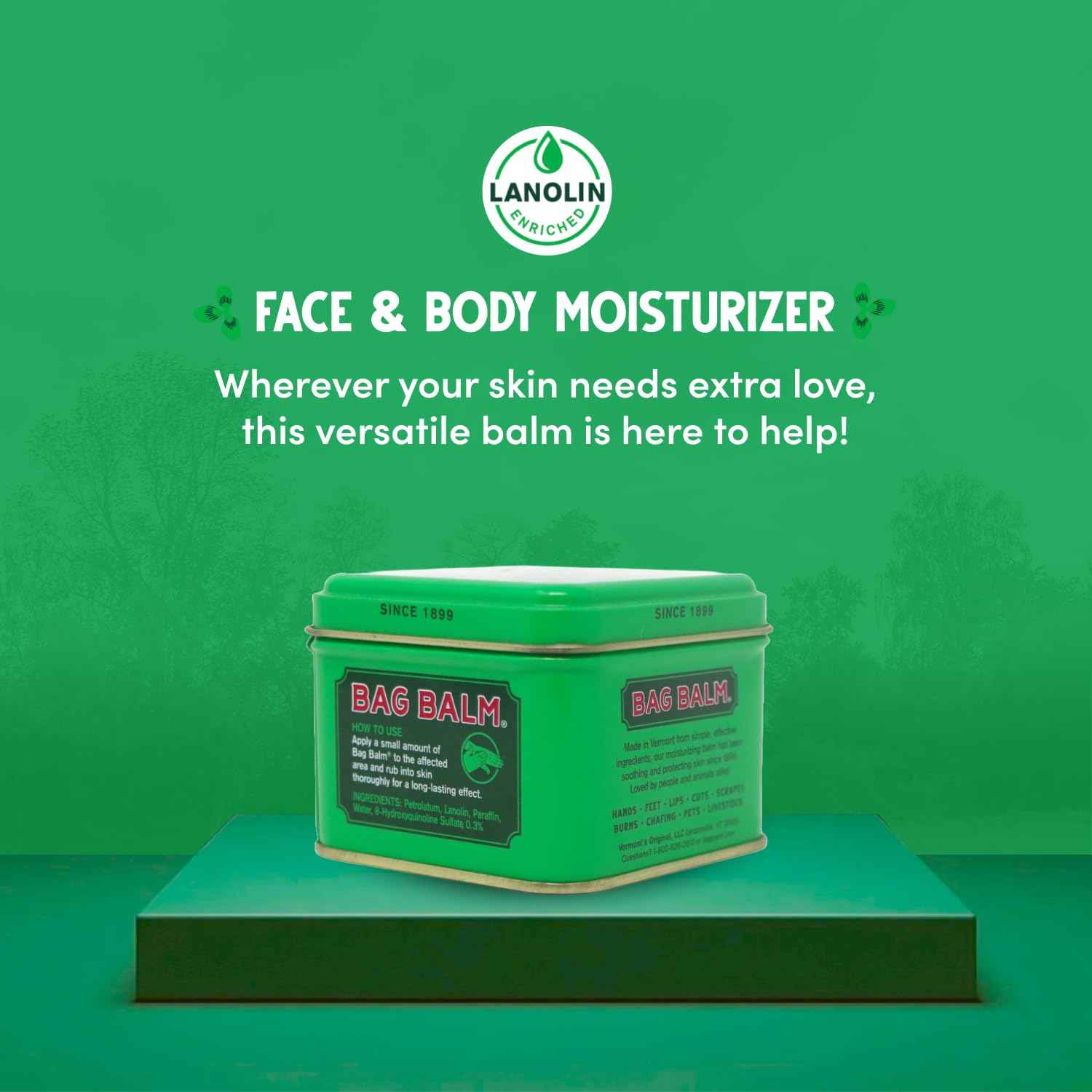 Bag Balm Vermont's Original Hand Moisturizer, Hand Balm for Dry Skin, Cracked Hands, Heels & Dry Hands Treatment, For Dogs and More Ointment, Lotion - 8oz Tin, 3 Pack