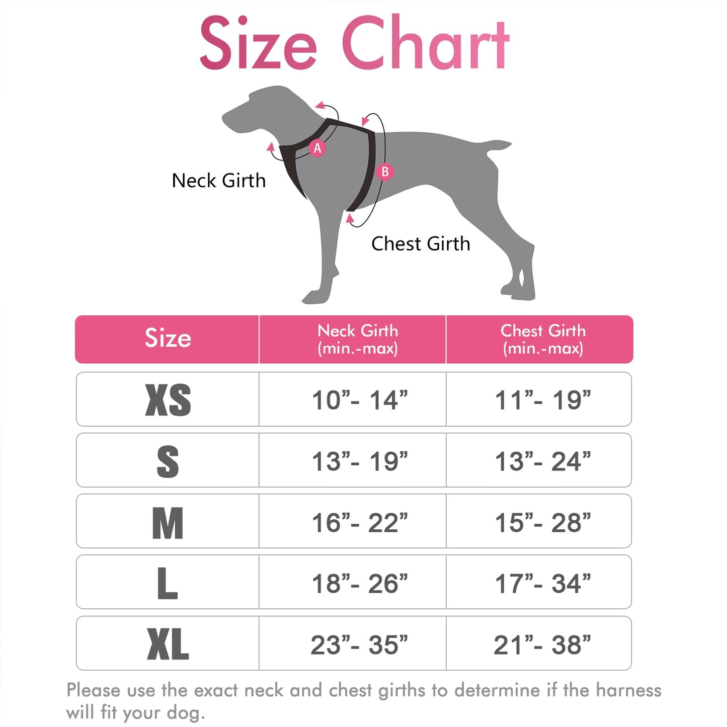 rabbitgoo Dog Harness, No-Pull Pet Harness with 2 Leash Clips, Adjustable Soft Padded Dog Vest, Reflective No-Choke Pet Oxford Vest with Easy Control Handle for Small Dogs, Hot Pink, XS