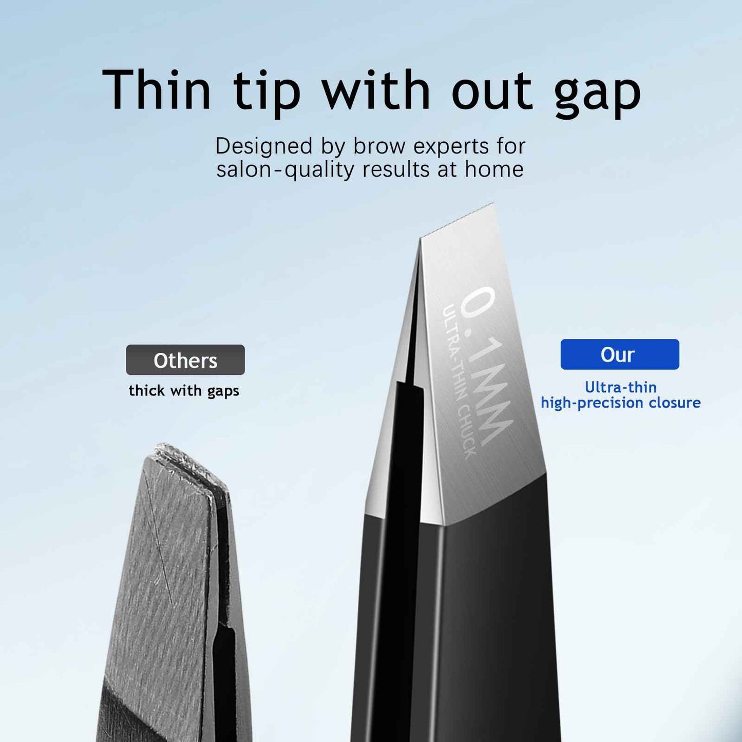 Shiling Professional Eyebrow Tweezers, Black, Stainless Steel, 1mm Ultra-Thin Tip, Anti-Rust Coating, Precision Slanted Design for Facial Hair Removal