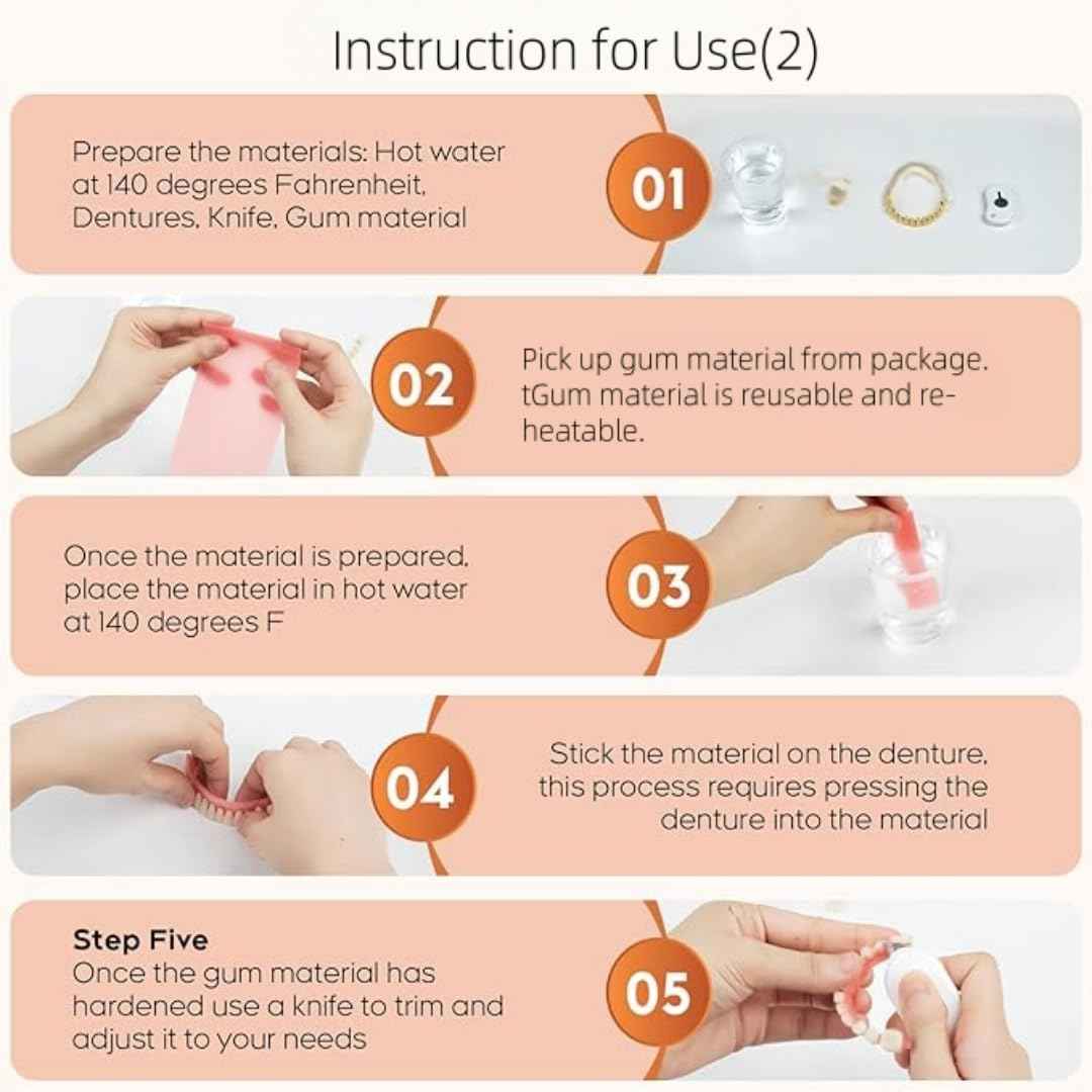 DIY Denture Temporary Veneers Kit for Women and Men, Upper and Lower Tooth Replacement Kit, Nature and Comfortable (1 Count (Pack of 1)