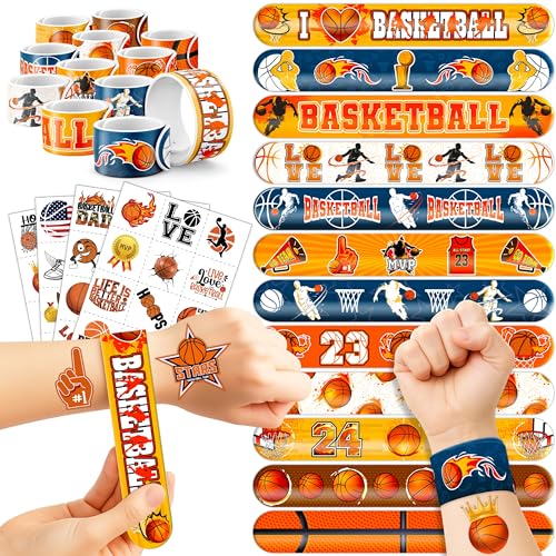 72PC Basketball Party Favor Set - Temporary Tattoos & Slap Bracelets