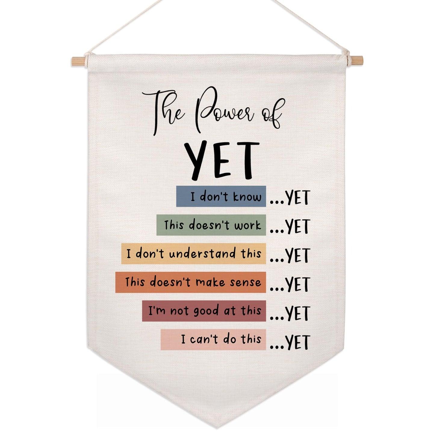 Classroom Wall Hanging Banner Poster Therapy Office Decor Calm Down Corner School Counselor Mental Health Growth Mindset Poster Anxiety Educational Wall Banner (The Power of Yet)