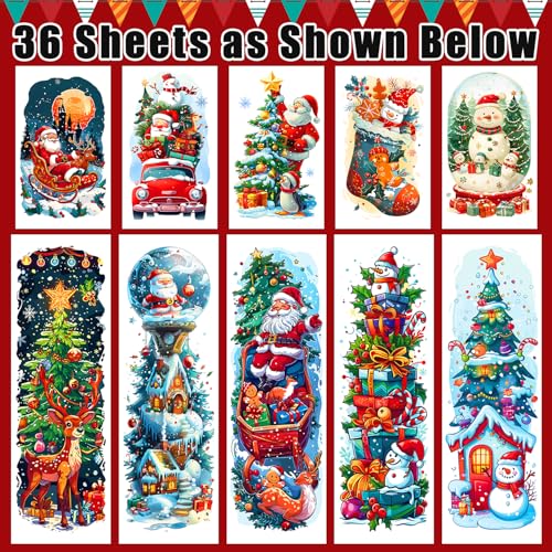 Leesgel 36 Sheets Christmas Full Arm Temporary Tattoos for Kids, 10Pcs Snowy Santa Claus Deer Sleeve Fake Tattoos, 320 Styles Christmas Themed Party Tattoos Stickers for Boys Girls