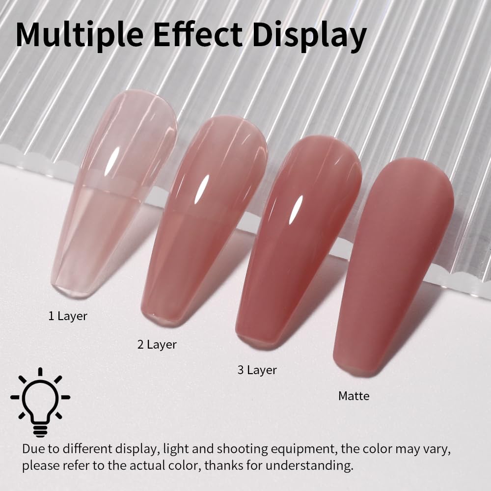 Firedeep Jelly Nude Pink Gel Nail Polish 16ML Sheer Transparent Pink UV/LED Soak Off Gel Polish for Winter Spring French Manicure 1Pcs