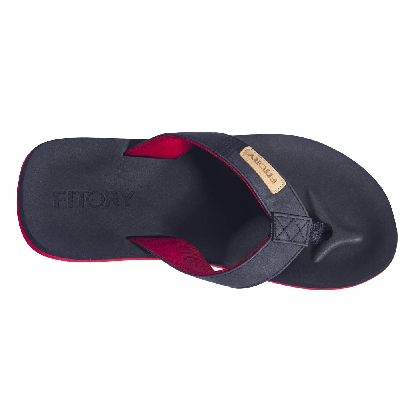 FITORY Men's Flip-Flops, Thongs Sandals Comfort Slippers for Beach Black/Red Size 6