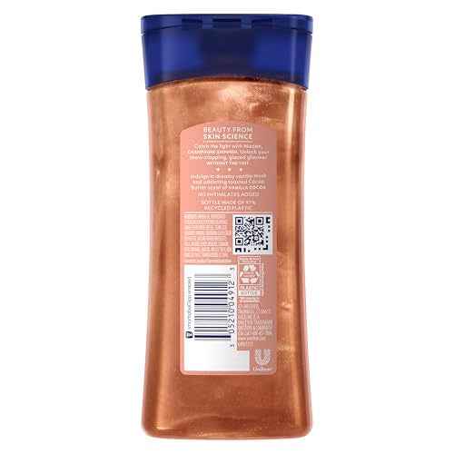 Vaseline Glazed and Glisten Sunlit Glow Body Gel Oil Vanilla Cocoa Shimmering with Ultra-Hydrating Lipids and 100% Pure Cocoa Butter, 6.8 Oz