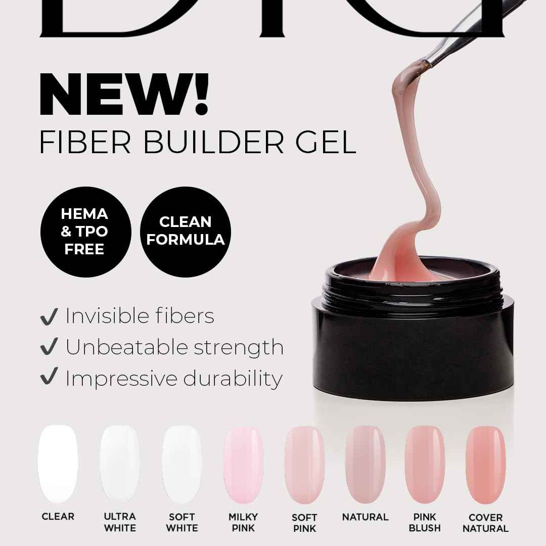DIDIER LAB Fiber Builder Gel Clear – Self-Leveling HEMA-Free Builder Gel for Nails - Ultra-Strong LED UV Fiberglass Nail Builder Gel for Nail Repair Refills and Nail Extensions - 1.76 fl oz