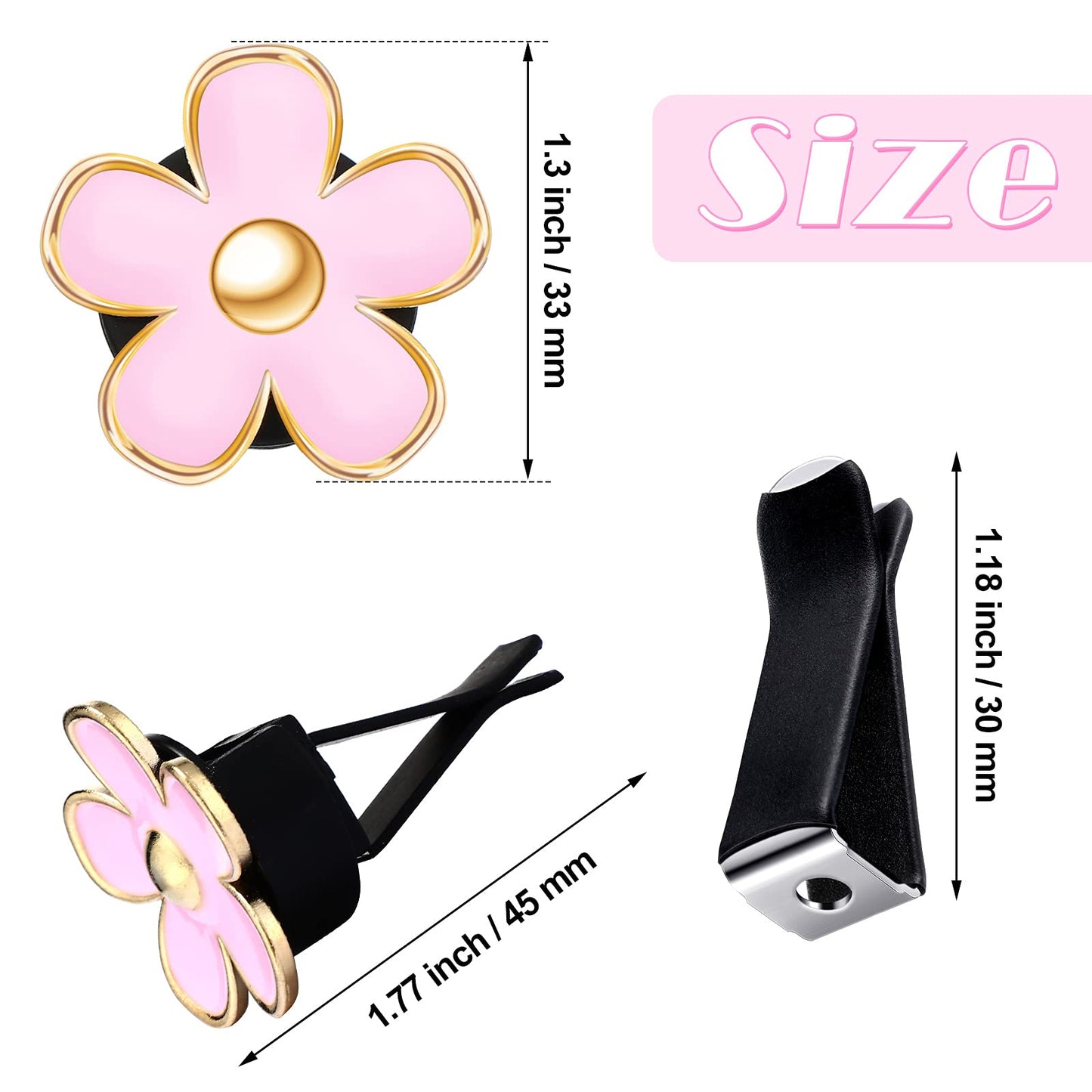 Frienda 6 Pcs Daisy Flower Air Vent Clip Air Freshener Outlet Clip Car Air Conditioning Clip Charm Car Inter Decor(Pink, 3 cm, 3.3 cm)