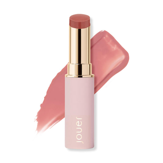 Jouer Essential Lip Enhancer Shine Balm - Enhancing Tinted Lip Balm - Moisturize, Plump, & Nourishing Lip Care - Jojoba Seed Oil and Maxi Lip Formula for Moisturizing and Fullness, Bare Rose