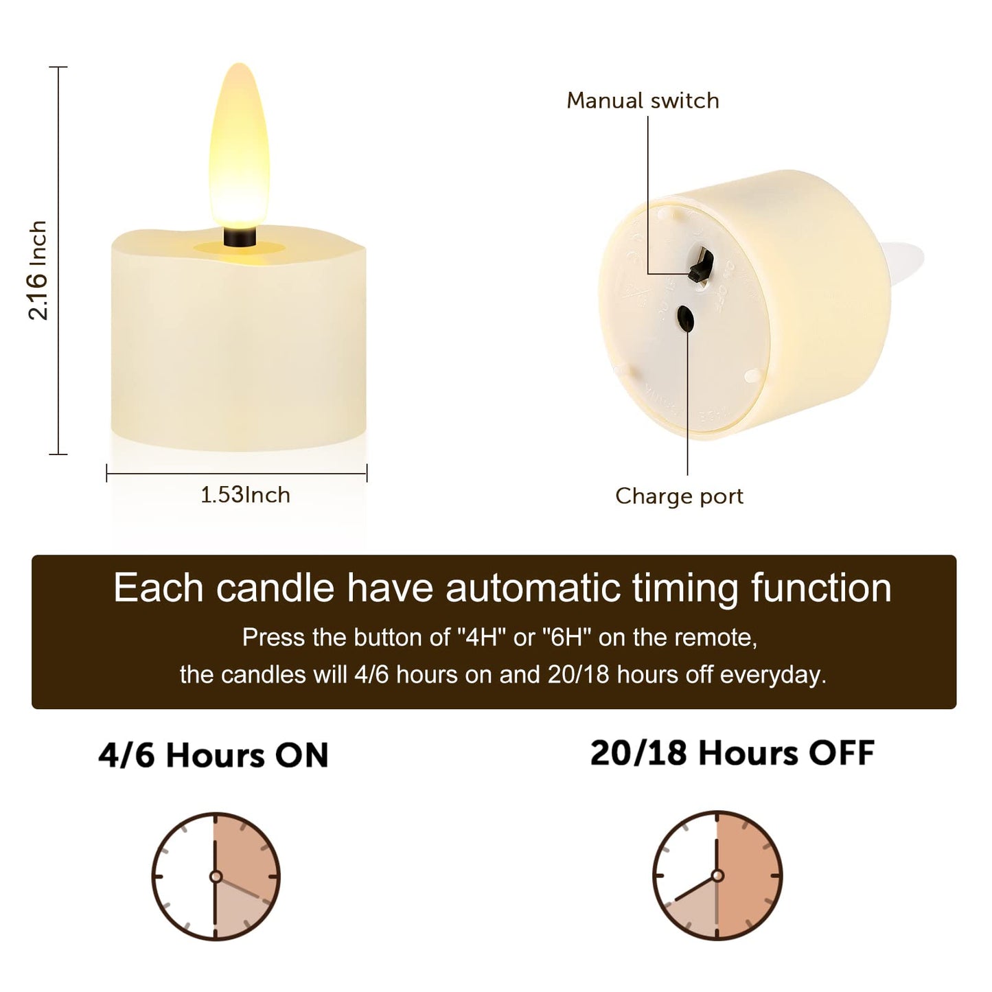 12 PCS Rechargeable Flameless Tea Lights Candles Flickering with Remote Timer and 2 USB Charging Cables, 3D Wick Battery Operated Led Decorative Candle Lights for Home, Halloween, Christmas Decor