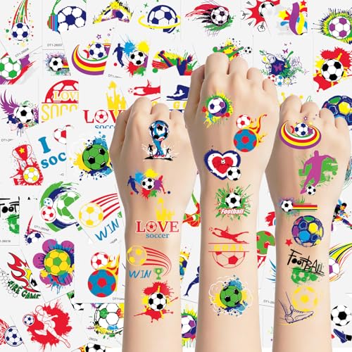 Soccer Luminous Temporary Tattoos for Kids & Adults, Waterproof & UV Reactive 60Pcs