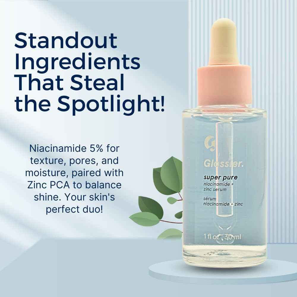 Glossier Super Pure Clarifying Face Serum with Niacinamide + Zinc 1 Fl oz / 30 mL