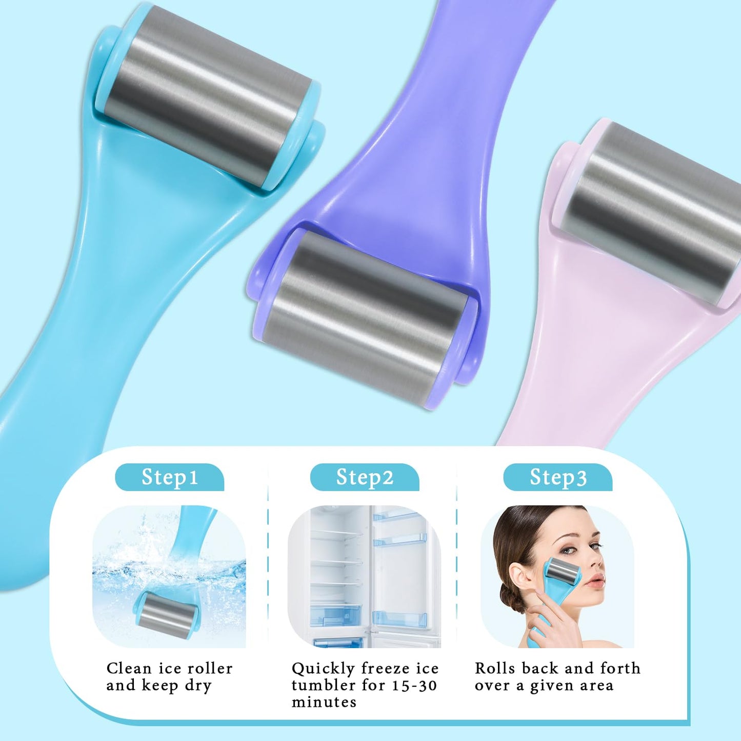 my novel things Ice Face Roller and Cold Eye Mask Compress for Eyes, Warm or Freezer Eye Mask Reusable for Puffiness Wrinkles, Lifting, Facial Lymphatic Drainage Massager SPA for Woman Man Gifting Set