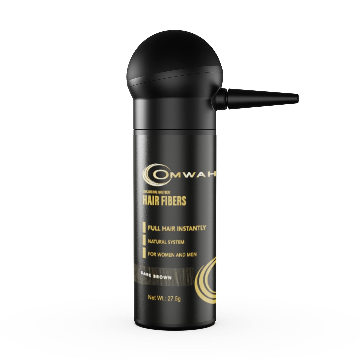 OMWAH Natural Hair Fiber 2-in-1 Kit With Natural & Undetectable Natural Hair Thickening Fibers & Spray Applicator Pump Nozzle, Instant Thicker Hair (Dark Brown)