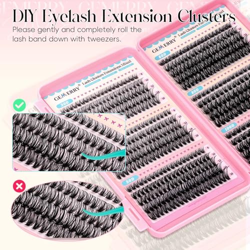 GEMERRY Lash Clusters 30D-100D D Curl Wispy Eyelash Extensions 8-16mm