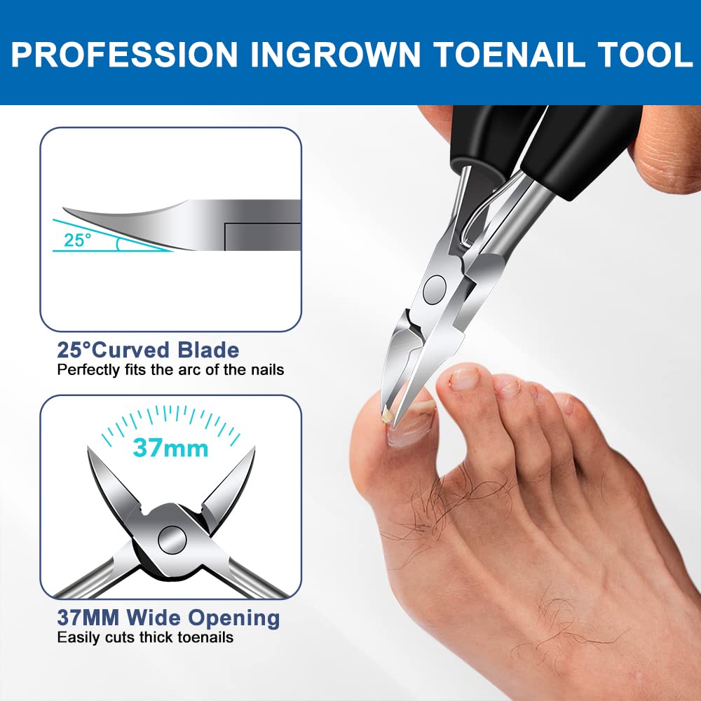 Toenail Clippers for Seniors Thick Nails - 37mm/16mm Wide Jaw Opening Large Mouth Toe Nail Clippers, 5PCS Heavy Duty Toenail Clipper for Men Seniors Perfect Gifts for Men Women