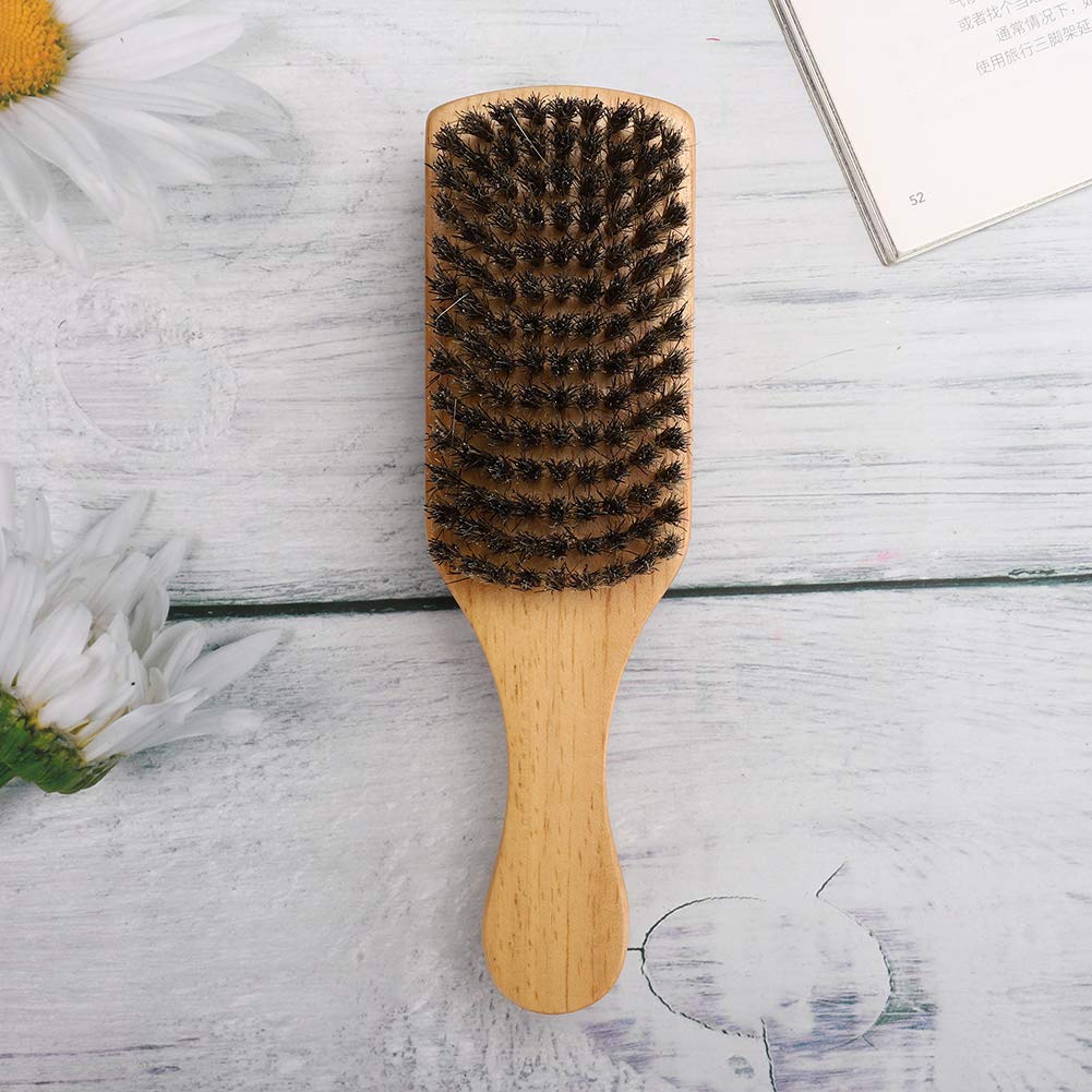 ZJchao Double Sided Beard Brush, Mustache Brush Double Sided Men's Brush Hair Brushes Facial Brush for Beard Care Bristle Nylon Mustache Comb with Wooden Handle Beard Grooming