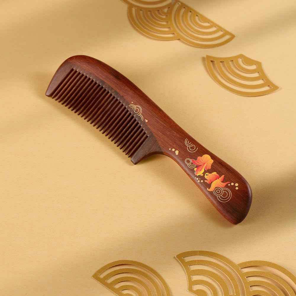 TAN MUJIANG Hair Comb Natural Wood Anti-static (Goldfish)