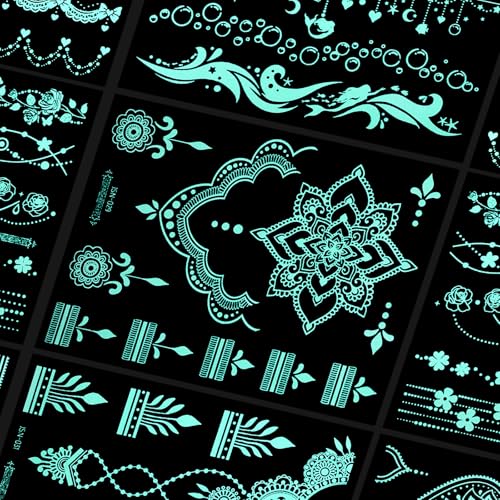 Glow in the Dark Temporary Tattoos - 10 Sheets