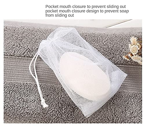 Calastia 50PCS Exfoliating Soap Pouch Mesh Bubble Foaming Net Bag