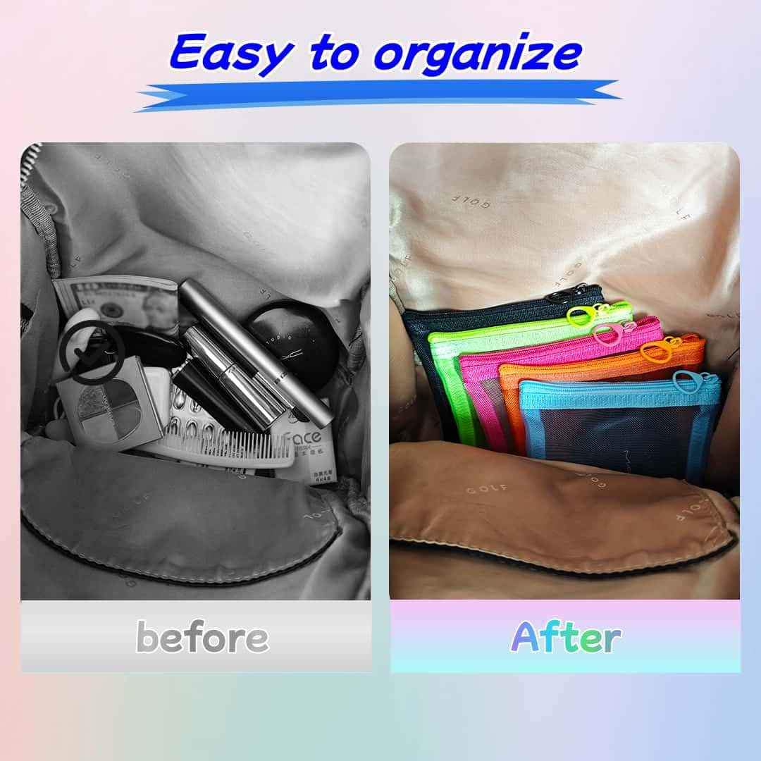 ZSlactp 5 Pack Small Mesh Zipper Pouch Bags for Purse, Size 5" x 4" Travel Pouches for Daily Toiletries, Mini Mesh Bags with Zipper, Purse Organizer Pouches Insert (5" x 4")