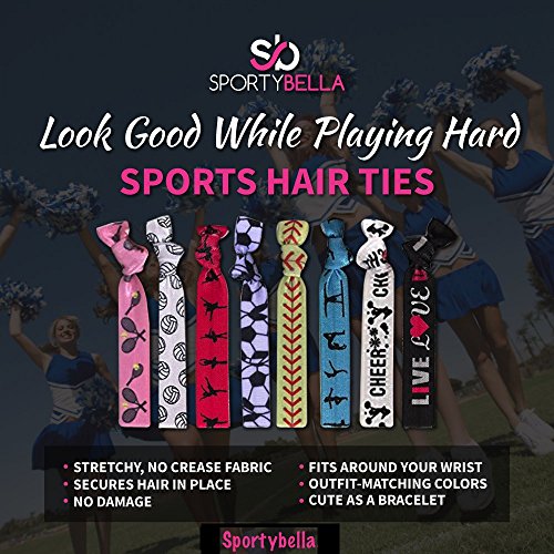 Sportybella Black Soccer Hair Ties & Silver Soccer Bracelet Set- Elastic Hair Ties, No Crease, No Tug Hair Elastics. Ideal Soccer Gifts/Soccer Stuff for Soccer Players & Coaches.