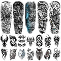 19-Piece Temporary Tattoo Stickers Wolf Scorpion Full Arm