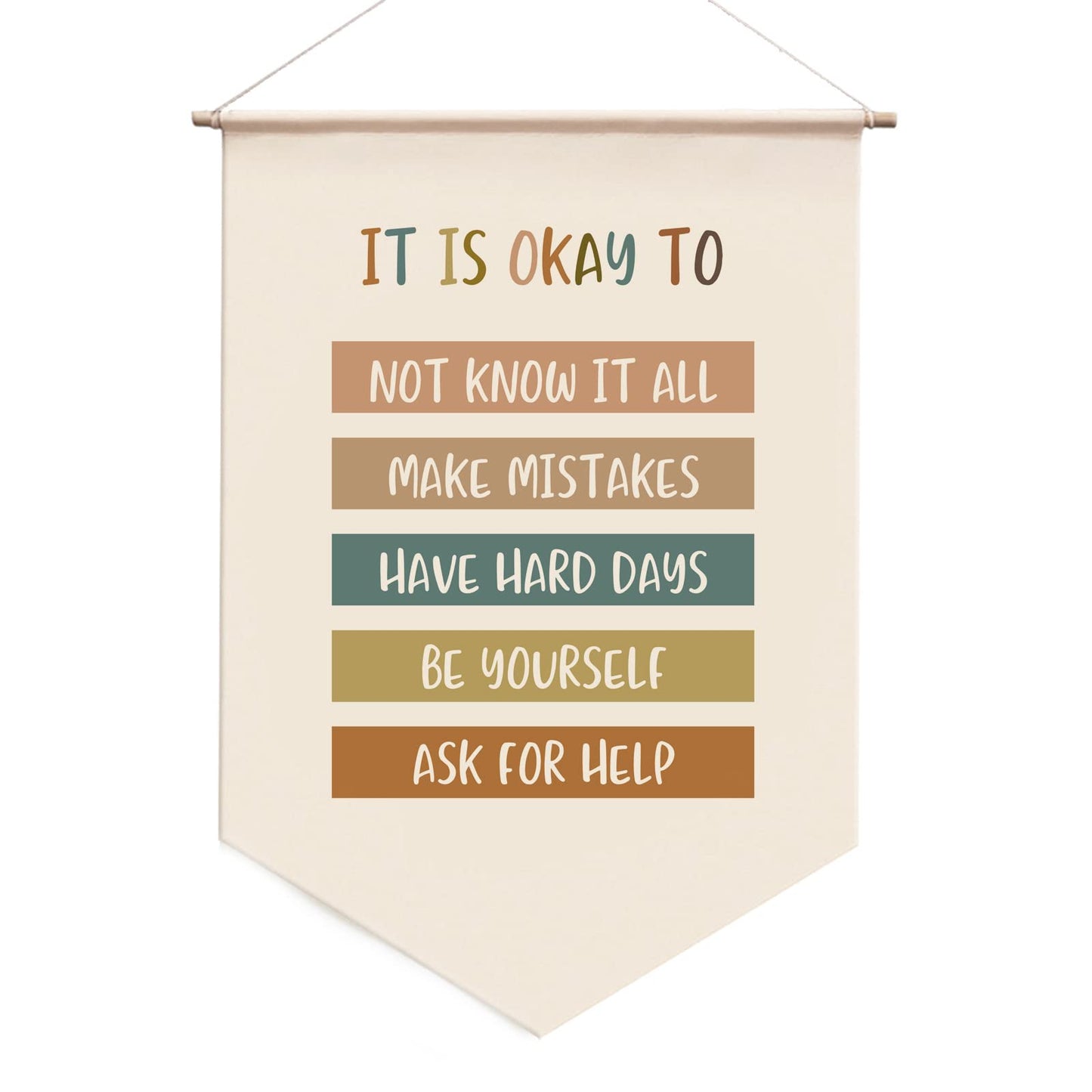 It’s Okay To Hanging Banner, Classroom Wall Hanging, Motivational Kids Art, Classroom Posters Quotes, Educational Wall Art, Be Yourself, Playroom Wall Art Decor Banner, 17.5x11.5 inc