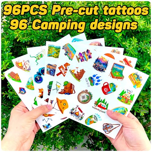 96 Camping Temporary Tattoos - Adventure Party Favors