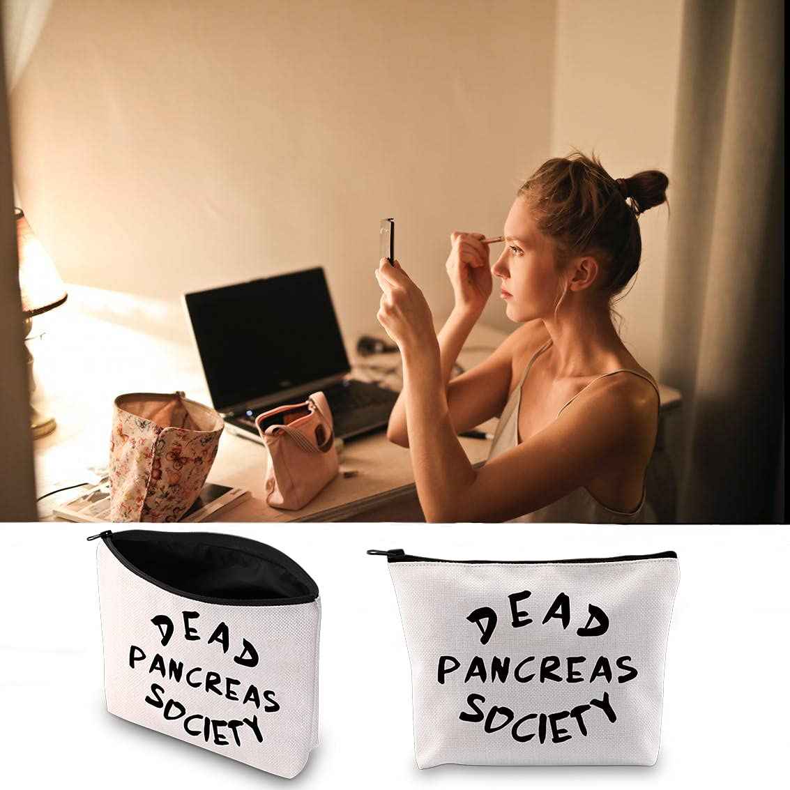JXGZSO Diabetic Gift Type 1 Diabetes Awareness Gift Dead Pancreas Society Cosmetic Bag Diabetic Support Gift (Dead Pancreas Society White)