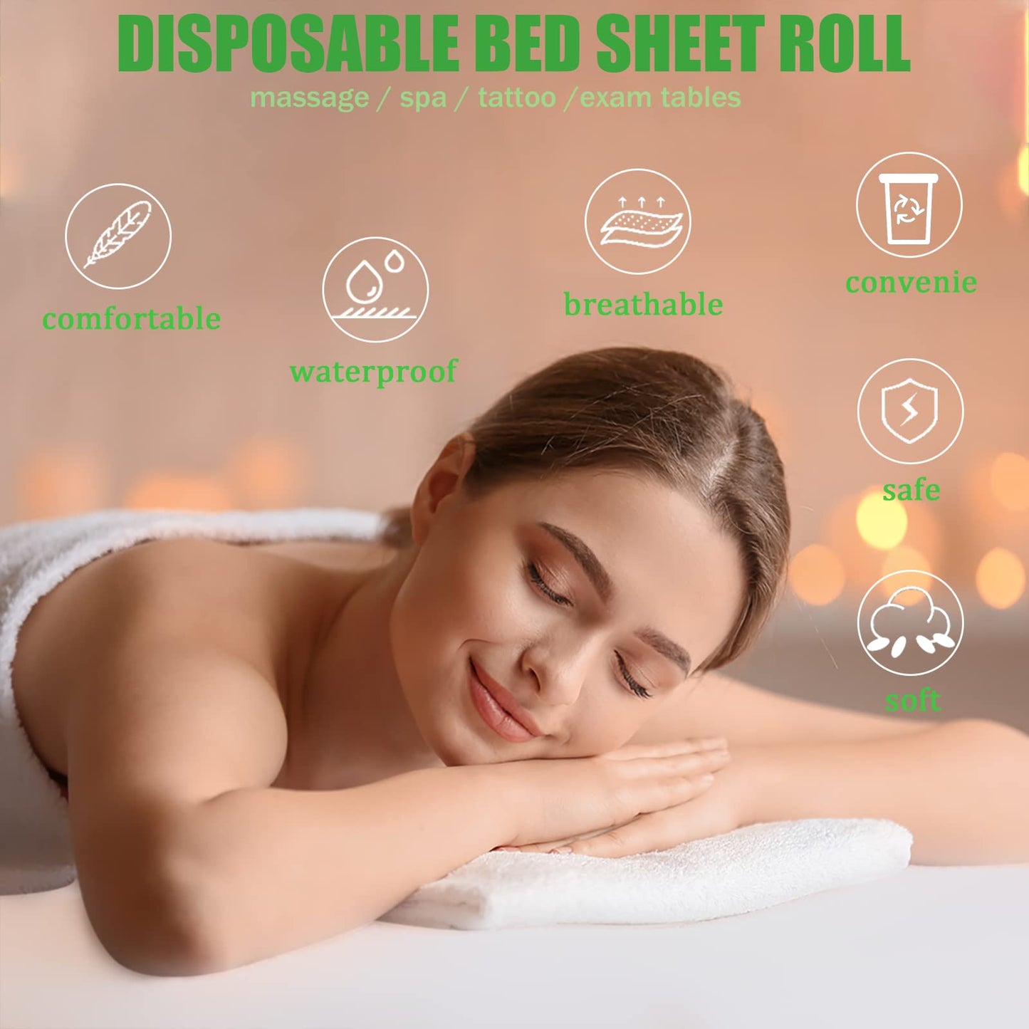 Disposable Non-Woven Bed Sheet 31" X 70", 50 Pcs of 1 Roll Spa Bed Waterproof Bed Cover, Massage Table Paper Roll for Massage, Spa, Tattoo and Exam Tables