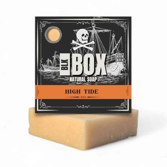 Black Box USA MADE 5oz Men's Natural Bar Soap Made from Natural Oils - Exfoliating Sea Salt Handmade Cold Process Soap with No Harsh Chemicals Sweet Sandalwood Verbena & Floral (HIGH TIDE)