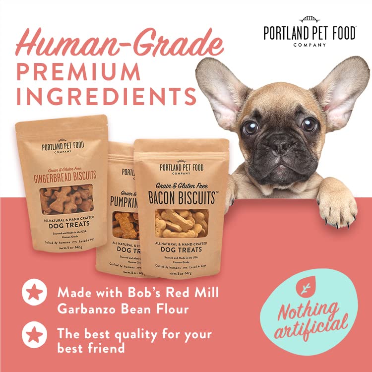 Portland Pet Food Company Bacon Healthy Dog Treats Multipack - Grain-Free, Human-Grade, Bacon Treats for Dogs - All Natural Dog Training Treats & Biscuits Made in The USA Only 3-Pack (5 oz)