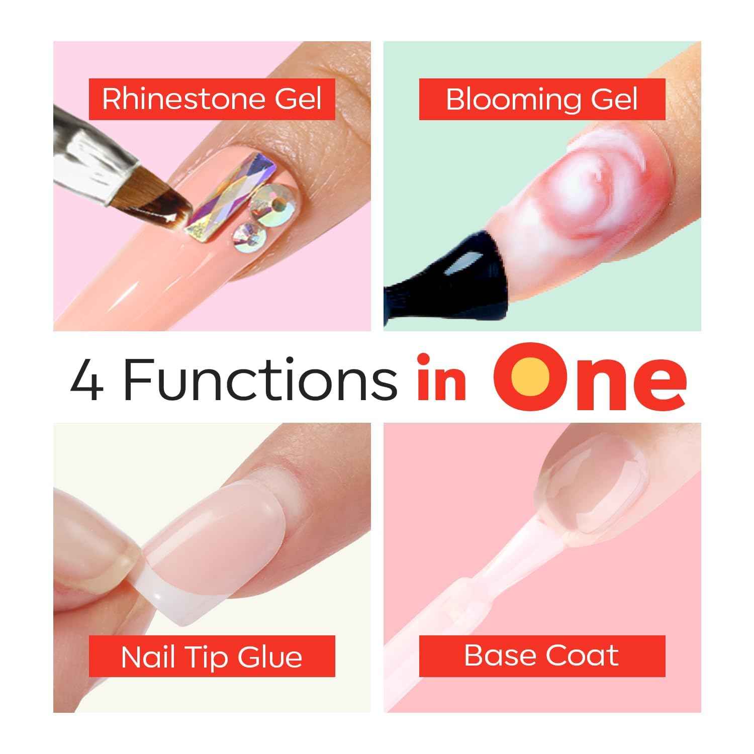modelones Nail Glue for Press Ons, Clear Tips, Acrylic Nails, Need U V Light Cured, 15ML