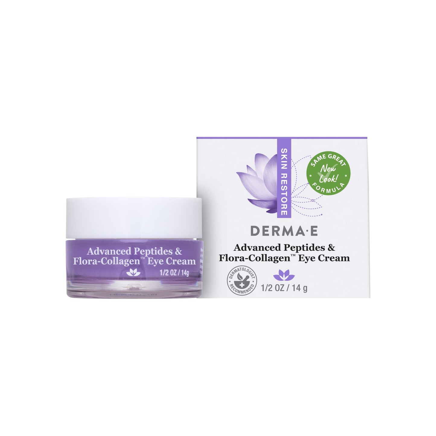 DERMA-E Advanced Peptides and Vegan Flora-Collagen Eye Cream – Anti-Aging Moisturizer Smooths Appearance of Crow’s Feet, Lines and Wrinkles, 1/2 Oz