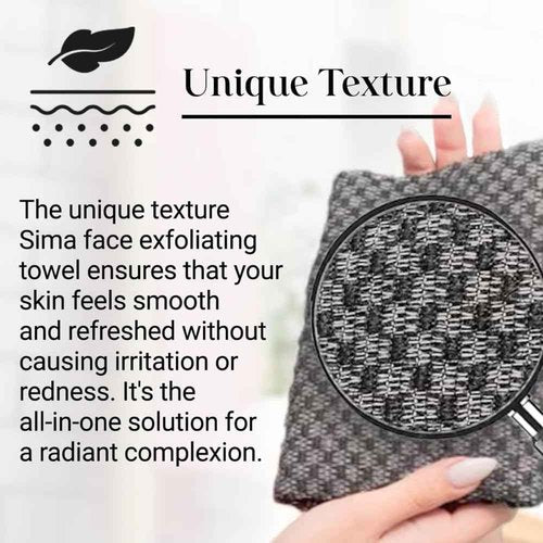 Exfoliating Washcloth Face & Body Scrub Towel - Japanese Exfoliating Towel with Hexagon Fibers, Body Scrubber with 2 Sides for Scrubbing & Washing (Black, 27cm x 35cm)