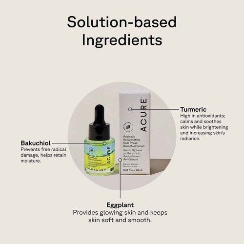 Acure Radically Rejuvenating Dual Phase Bakuchiol Serum - Bakuchiol Oil Serum for Face, Anti Aging Retinol Alternative for Wrinkles & Fine Lines, Cold Pressed Botanical Oils, 0.67 fl oz (2 Pack)