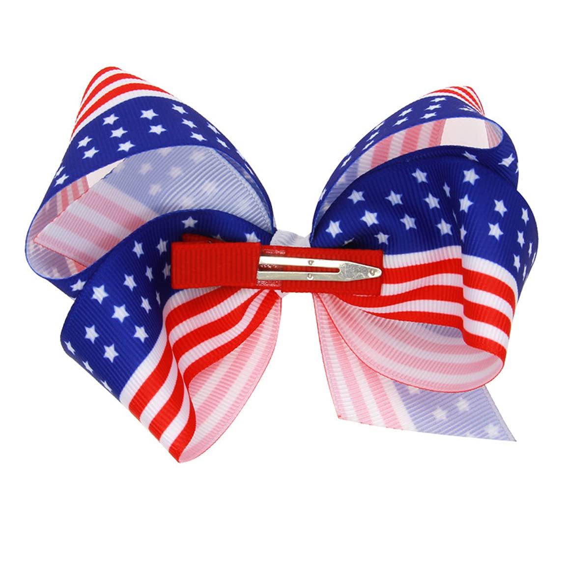 Women Girls Hair Bow, Baby Girl Hair Clips, Grosgrain Ribbon Hair Bows Flag Hair Clip Hair Accessories Decoration for 4th of July TSFJ13 (2pcs Hair Bow)