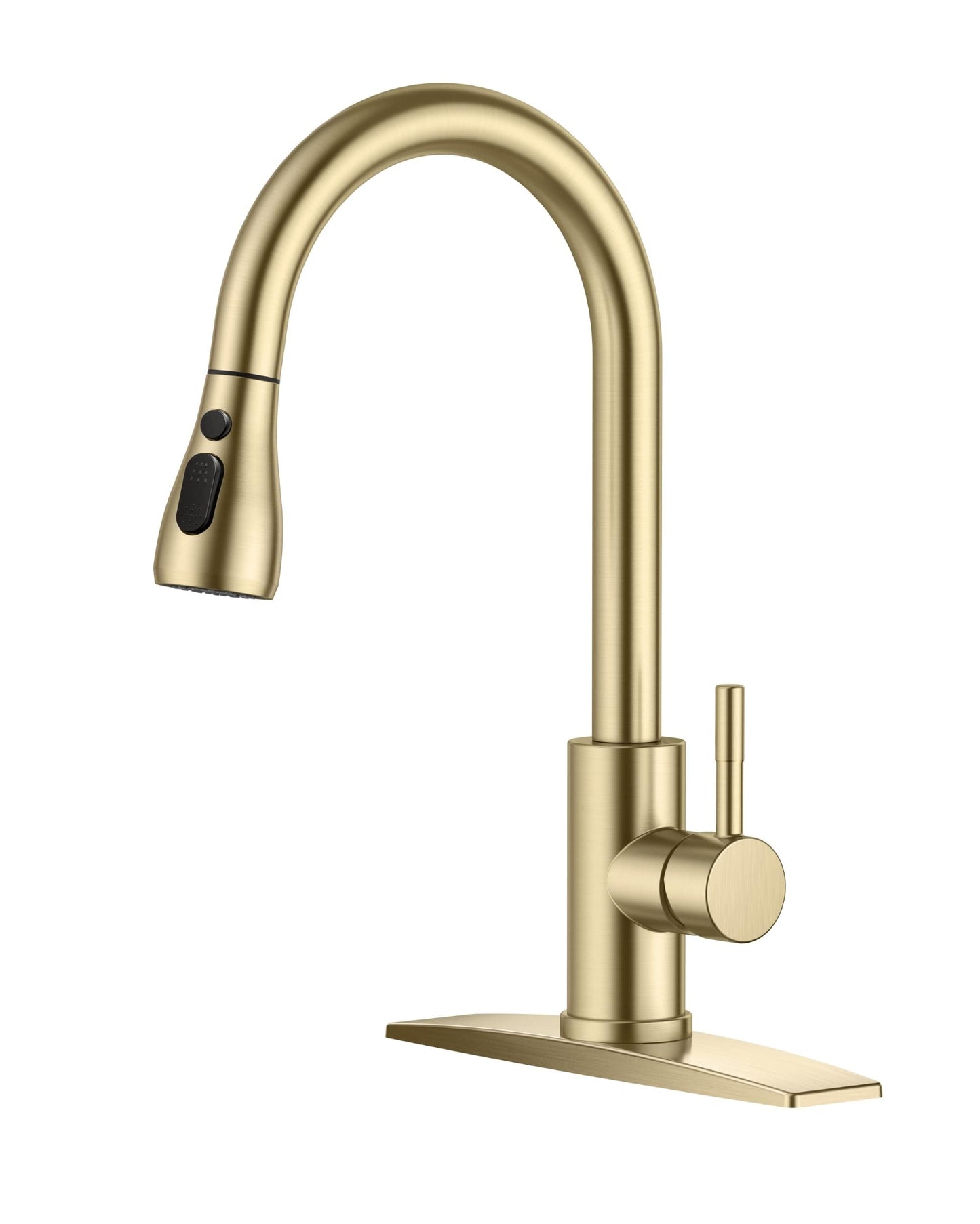 FORIOUS Gold Kitchen Faucets, Kitchen Faucet with Pull Down Sprayer, High Arc Single Handle Stainless Steel Sink Faucets 1 or 3 Hole, Classic Brass Kitchen Sink Faucets for Farmhouse Camper Laundry Rv