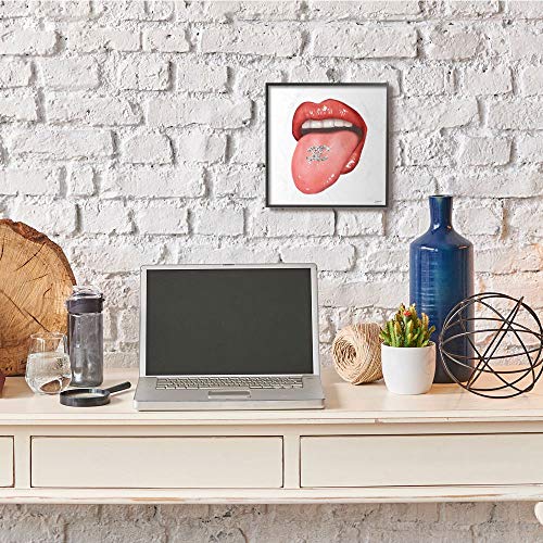 Stupell Industries Sassy Tongue Out Fashion Brand Detail Lips Wall Art, 12 x 12, White