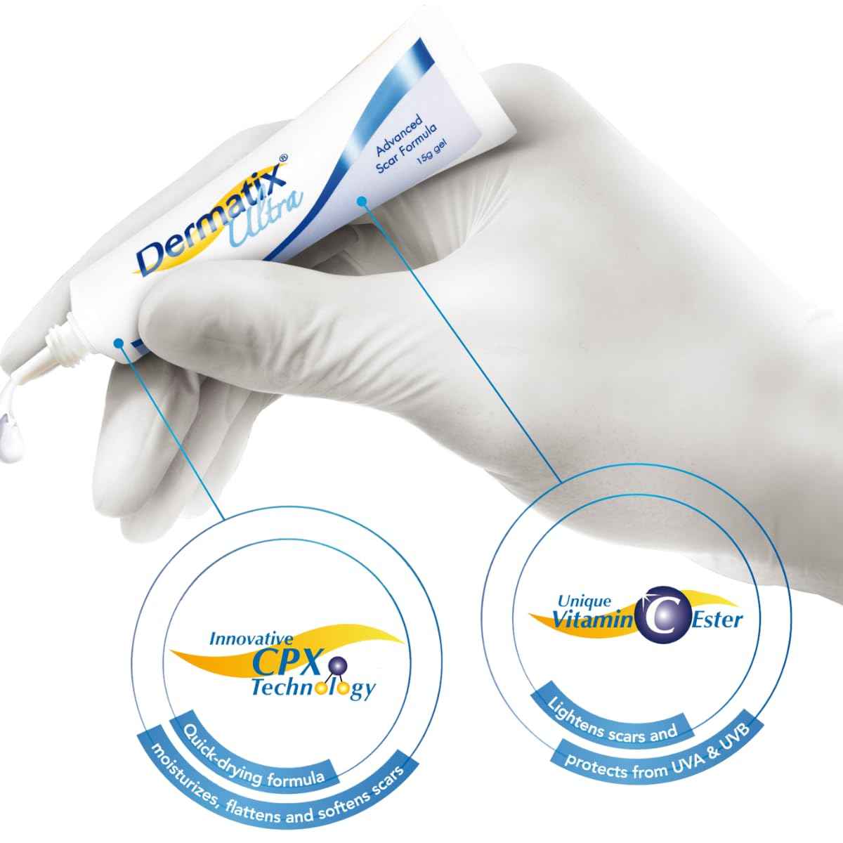 Dermatix Ultra Advanced Scar Gel - 15g, Softens and Flattens Scars, Quick-Drying and Odorless Formula